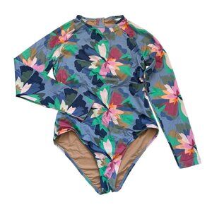 Floral Long-Sleeve Gap Womens Swimsuit Rash Guard Medium Multicolor Nylon/Spande
